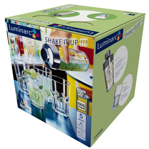 Luminarc Samba Mojito Doos 4x40 cl New America 1x58 cl Shaker - Afbeelding 3