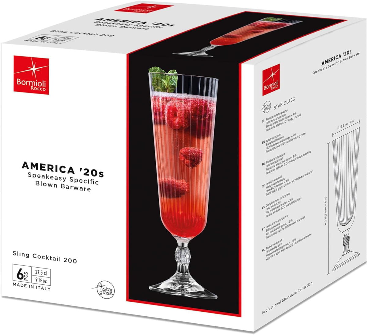 Bormioli Rocco Set Di 4 Bicchieri Da Cocktail America's – 22 Cl, Stile Vintage Anni '20
