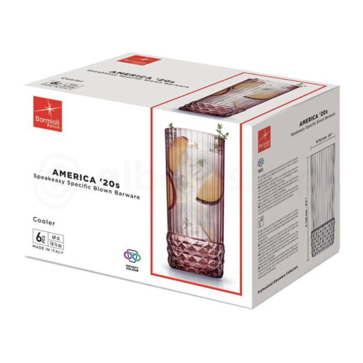 Rocco Bormioli America 20's 49 cl Longdrinkglas Lilac Roze Doos 6 Stuks - Afbeelding 2